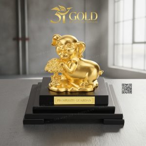 Tượng heo tài lộc dát vàng (14x17x22cm)