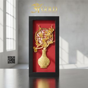 Tranh hoa mai dát vàng (13x26cm) - Ảnh 2