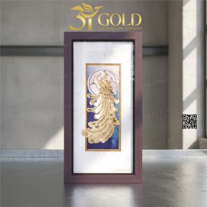 Tranh đôi chim Phượng hoàng dát vàng (42x81cm)