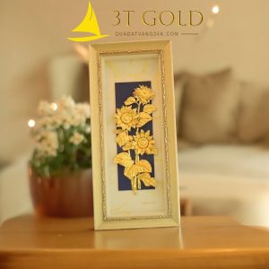 Tranh hoa hướng dương dát vàng 24k để bàn