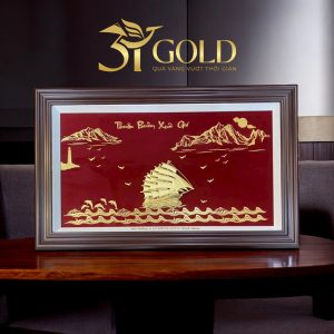 Tranh thuyền thuận buồm xuôi gió dát vàng 24k (40x65cm) - Ảnh 2