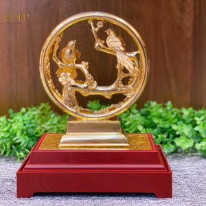 Tượng đôi chim uyên ương dát vàng (32x19x29cm) - Ảnh 2