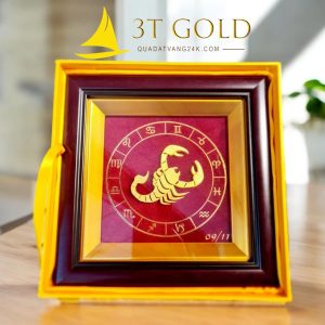 Tranh cung Bọ Cạp dát vàng 24k 20x20cm - Ảnh 2