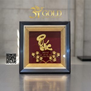 Tranh chữ Phúc dát vàng (20x20cm) - Ảnh 3