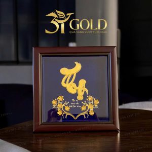 Tranh chữ Thọ dát vàng (20x20cm) - Ảnh 2