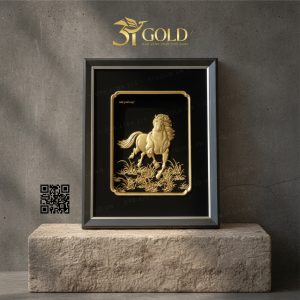 Tranh ngựa dát vàng 24k (27x34cm)