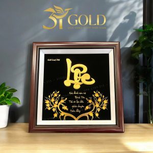 Tranh chữ Lộc dát vàng (20x20cm) - Ảnh 3