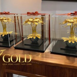 Chậu lan hồ điệp 9 cành dát vàng 24k - Ảnh 5