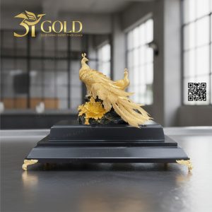 Tượng chim công và hoa mẫu đơn - Mẫu 05 (30x19x35cm) - Ảnh 3