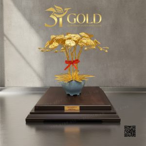 Chậu lan hồ điệp 9 cành dát vàng 24k - Ảnh 2