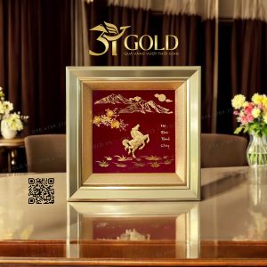 Tranh ngựa lộc mã dát vàng 24k – Quà tặng cao cấp thu hút tài lộc - Ảnh 2