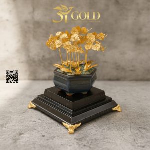 Chậu lan hồ điệp 9 cành dát vàng 24k